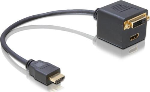 DeLOCK Adapter HDMI Stecker zu HDMI + DVI25 Buchse