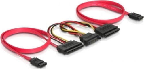 DeLOCK SATA All-in-One cable for 2x HDD SATA-Kabel 0,5 m Rot