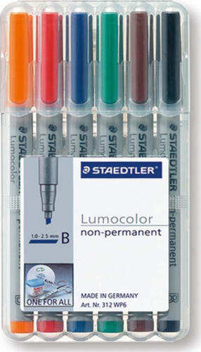 Staedtler 312 WP6 Marker 1 Stück(e) Schwarz, Blau, Braun, Grün, Orange, Rot