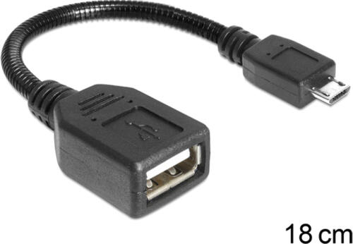 DeLOCK USB micro-B - USB 2.0-A, 0.18m USB Kabel 0,18 m Micro-USB B USB A Schwarz