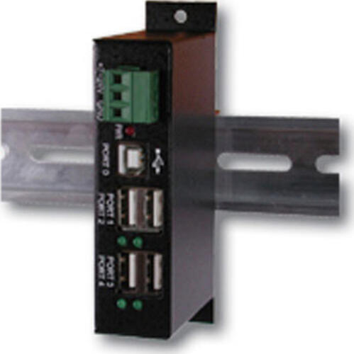 Exsys Industrial Railmount USB-Hub, 4x USB-A 2.0, USB-B 2.0 [Buchse]