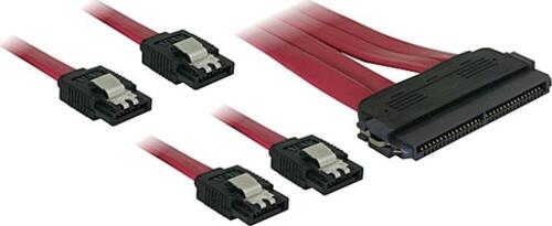 DeLOCK Cable SAS 32pin > 4x SATA metal (SFF 8484 - 4x SATA) 50cm SATA-Kabel 0,5 m Rot