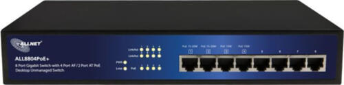 ALLNET ALL8804POE+ Netzwerk-Switch Unmanaged L2 Gigabit Ethernet (10/100/1000) Power over Ethernet (PoE) Schwarz, Blau