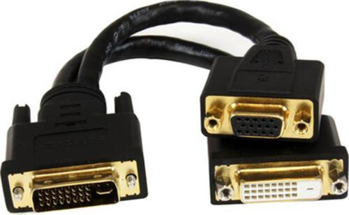 StarTech.com 20cm DVI-I Stecker auf DVI-D Buchse und VGA Buchse Splitter