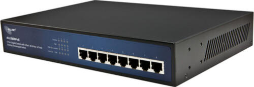 ALLNET ALL8808POE Netzwerk-Switch Unmanaged L2 Gigabit Ethernet (10/100/1000) Power over Ethernet (PoE) Schwarz, Blau