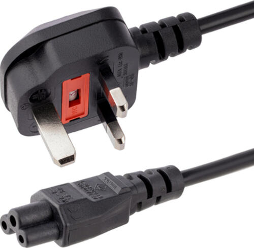 StarTech.com 2 m GB Laptop Ladekabel, BS 1363 auf C5, 2,5A 250V, 18AWG, Notebook / Laptop Ersatzstromkabel, UK Laptop Netzteil Stromkabel, Kleeblatt/Mickey Mouse Netzkabel