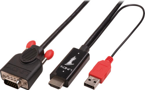 Lindy 41456 Videokabel-Adapter 2 m HDMI VGA (D-Sub) Schwarz