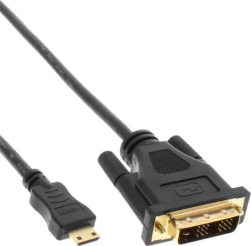 InLine Mini-HDMI zu DVI Kabel, HDMI Stecker C zu DVI 18+1, 2m