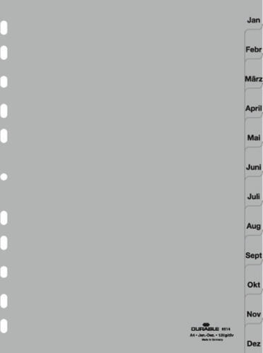 Durable 6514 Index der Registerkarte Monate Polypropylen (PP) Grau