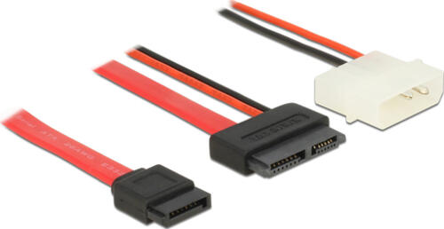 DeLOCK 84790 SATA-Kabel 0,5 m SATA 13-pin SATA 7-pin + Molex (4-pin) Schwarz, Rot