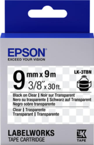 Epson LK-3TBN Beschriftungsband 9mm, schwarz/transparent