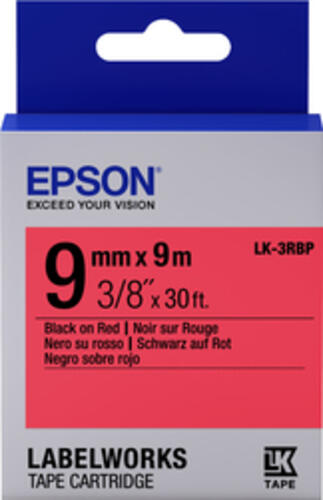 Epson LK-3RBP Beschriftungsband pastell 9mm, schwarz/rot