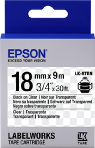 Epson Etikettenkassette LK-5TBN - Transparent - schwarz auf transparent - 18mmx9m