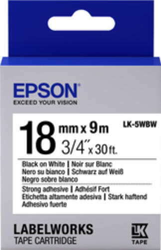 Epson Etikettenkassette LK-5WBW - Stark haftend - schwarz auf weiß - 18mmx9m