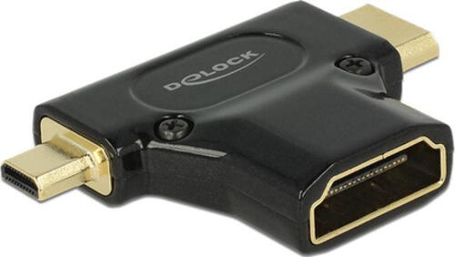 DeLOCK HDMI-A/HDMI Mini-C+ Micro-D, F/M+M Mini-HDMI + Micro-HDMI Schwarz