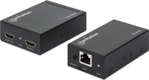 Manhattan 1080p HDMI over Ethernet Extender Kit, Verlängert mit 1080p@60Hz auf bis zu 50 m über ein Cat6-Netzwerkkabel, Infrarot-Unterstützung