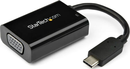 StarTech.com USB-C auf VGA Adapter mit USB Stromversorgung - 1080p USB Typ C zu VGA Monitor Videokonverter mit Aufladung - 60 W PD Pass-Through - Thunderbolt 3 kompatibel - Schwarz