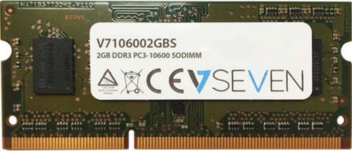 V7 2GB DDR3 PC3-10600 - 1333mhz SO DIMM Notebook Arbeitsspeicher Modul - V7106002GBS