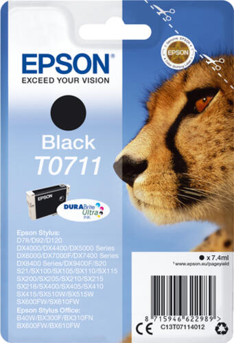 Epson Singlepack Black T0711 DURABrite Ultra Ink