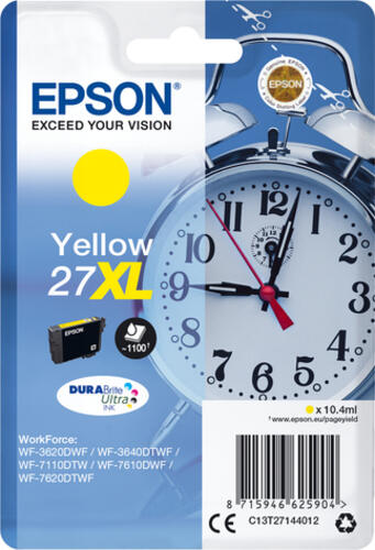 Epson Alarm clock Singlepack Yellow 27XL DURABrite Ultra Ink