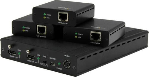 StarTech.com 3 Port HDBaseT Extender Kit mit 3 Empfängern - 1x3 HDMI über CAT5 Splitter - Bis zu 4K