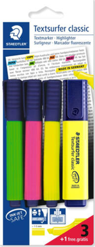 Staedtler Textsurfer classic 364 Marker 4 Stück(e) Meißel Grün, Pink, Weiß