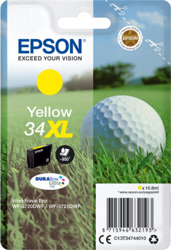 Epson Golf ball Singlepack Yellow 34XL DURABrite Ultra Ink