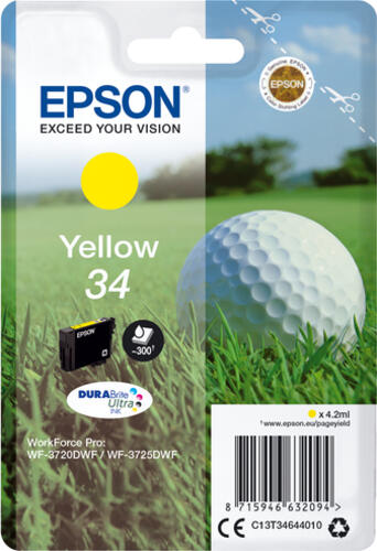 Epson Golf ball Singlepack Yellow 34 DURABrite Ultra Ink