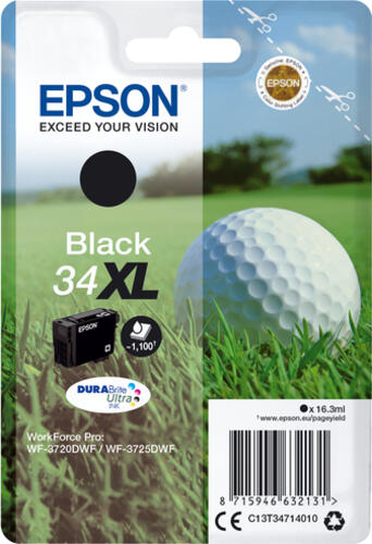 Epson Golf ball Singlepack Black 34XL DURABrite Ultra Ink