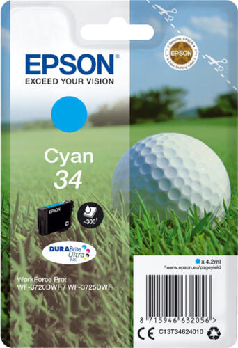 Epson Golf ball Singlepack Cyan 34 DURABrite Ultra Ink