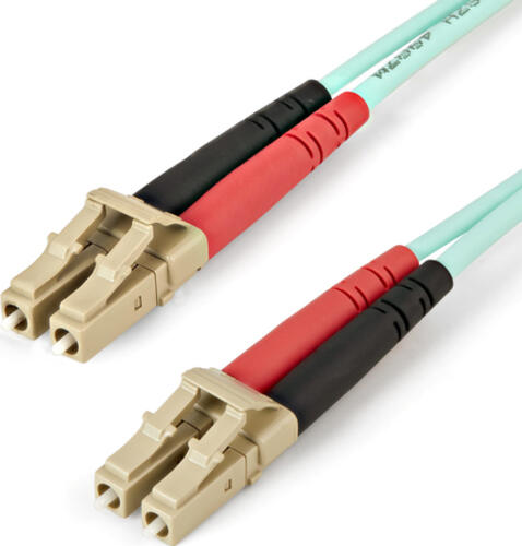 StarTech.com 5 m LC/UPC auf LC/UPC OM4 Multimode Glasfaserkabel, 50/125m LOMMF/VCSEL Zipcord LWL, 100G Netzwerke, Low Insertion Loss, LSZH LWL Patchkabel