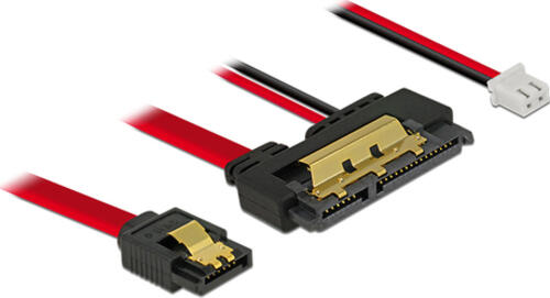 DeLOCK 85238 SATA-Kabel 0,1 m SATA 7-pin + Molex (4-pin) SATA 22-pin Schwarz