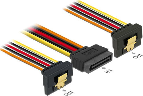 DeLOCK 60145 SATA-Kabel 0,15 m SATA 15-Pin Schwarz, Orange, Rot, Gelb