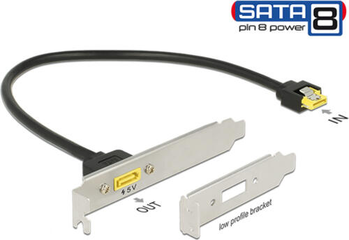 DeLOCK 0.3m, SATA/SATA 8p SATA-Kabel 0,3 m Schwarz, Silber, Gelb