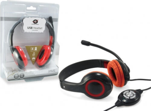 Conceptronic CCHATSTARU2R Kopfhörer & Headset Kabelgebunden Kopfband Anrufe/Musik USB Typ-A Rot