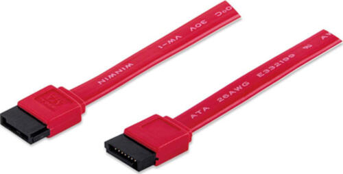 Manhattan SATA-Datenkabel, 7-pol. SATA-Kabel Stecker auf Stecker, 50 cm, rot