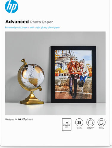 HP Advanced Fotopapier, glänzend, 250 g/m2, A4 (210 x 297 mm), 25 Blatt