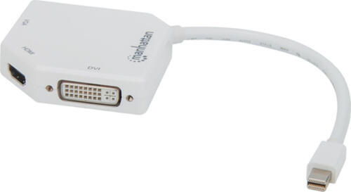 Manhattan 3-in-1 4K Mini-DisplayPort-Adapter, Mini-DisplayPort-Stecker auf HDMI/DVI/VGA-Buchse, passiv/aktiv, weiß