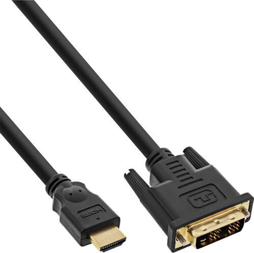 InLine HDMI-DVI Kabel, vergoldete Kontakte, HDMI ST auf DVI 18+1 ST, 5m