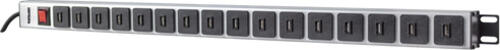 Intellinet Steckdosenleiste mit 16 USB-Ladeports, vertikale Rackmontage, Netzschalter, max. 2,1 A Ausgangsleistung pro Modul, 2 m Stromkabel mit Schutzkontaktstecker (CEE 7/7)