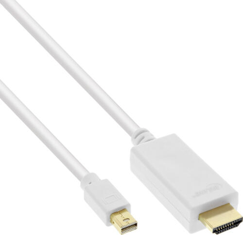 InLine Mini DisplayPort zu HDMI Konverter Kabel mit Audio, 4K/60Hz, weiß, 0,5m