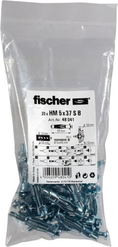 Fischer 48041 Schraubanker/Dübel 20 Stück(e) Schrauben- & Dübelsatz 37 mm