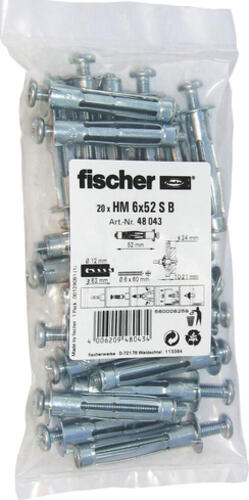 Fischer 48043 Schraubanker/Dübel 20 Stück(e) Schrauben- & Dübelsatz 52 mm