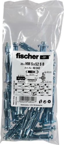 Fischer 48042 Schraubanker/Dübel 20 Stück(e) Schrauben- & Dübelsatz 52 mm