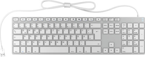 KeySonic KSK-8022MacU Tastatur USB QWERTZ Deutsch Silber, Weiß