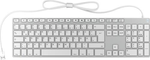 KeySonic KSK-8022U Tastatur USB QWERTZ Deutsch Silber, Weiß
