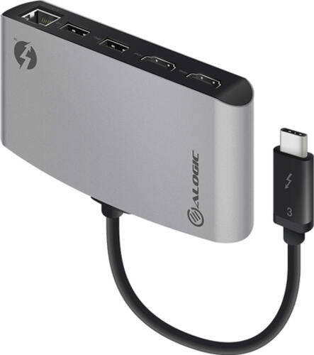 ALOGIC TB3D2DPBL-SGR Schnittstellenkarte/Adapter DisplayPort, RJ-45, USB 3.2 Gen 1 (3.1 Gen 1)