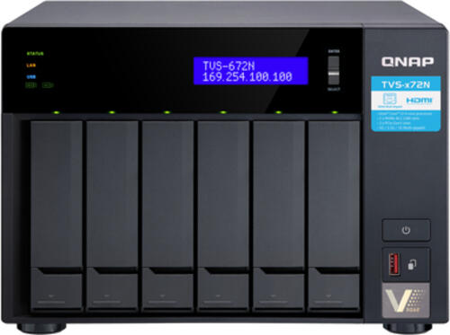 QNAP TVS-672N NAS Tower Ethernet/LAN Schwarz i3-8100T