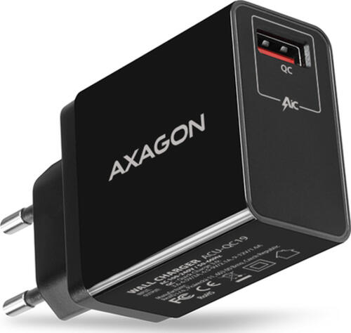 Axagon ACU-QC19 Ladegerät für Mobilgeräte Handy, Powerbank, Smartphone, Tablets, Universal Schwarz AC Schnellladung Drinnen