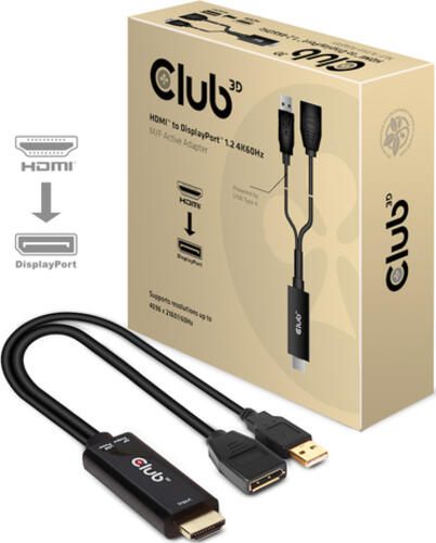 CLUB3D HDMI 2.0 TO DISPLAYPORT 1.2 4K60HZ HDR M/F ACTIVE ADAPTER Schwarz